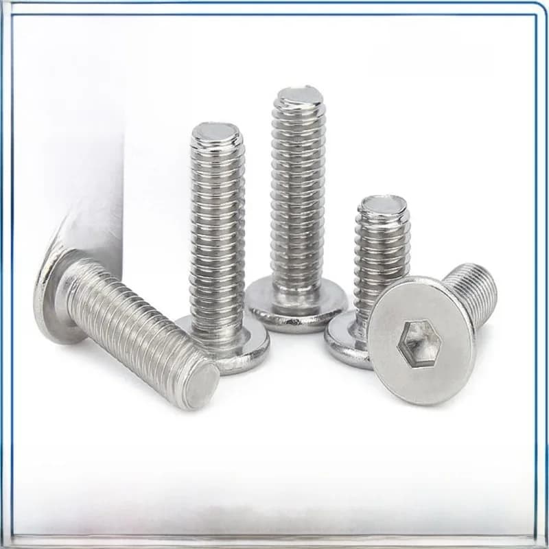 1/50pc CM M1.6 M2 M2.5 M3 M4 M5 M6 M8 M10 M12 304 acier inoxydable douille hexagonale Ultra mince Super plat vis à tête de plaquette boulon