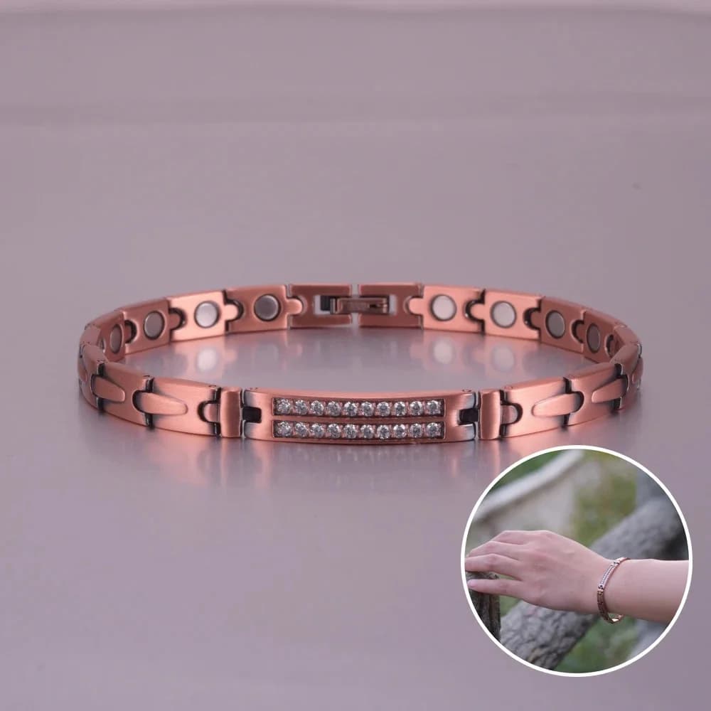Bracelet magnétique en cuivre pur pour femmes, flèche en zircone cubique, Bracelets d'identification, thérapie magnétique, bijoux en cuivre pour femmes, santé de l'arthrite