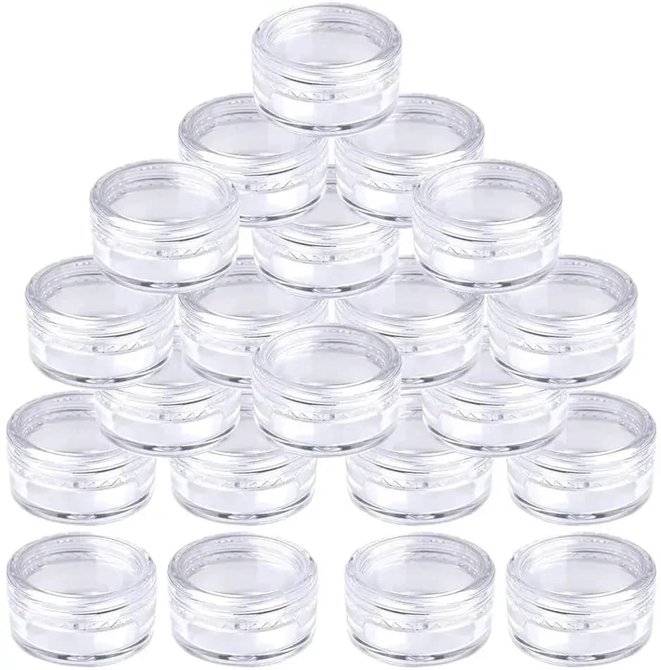 Pots cosmétiques de voyage en plastique avec couvercles, 10 pièces, 2g-20g, récipients ronds transparents pour échantillons, Pots à paillettes pour Nail Art, bouteilles de rangement pour maquillage