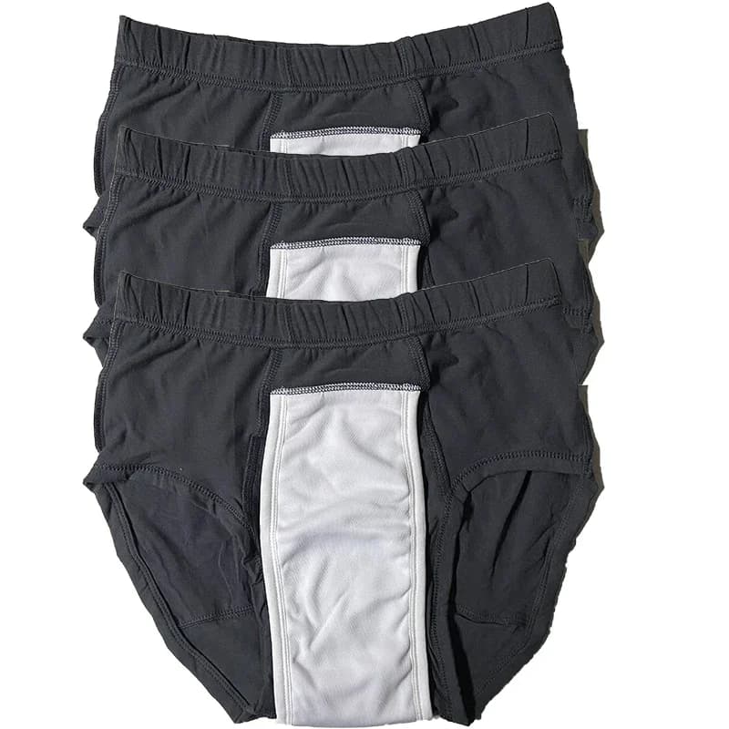 Lot de 3 sous-vêtements d'incontinence pour hommes, slips d'incontinence urinaire en coton à absorption régulière, réutilisables et lavables