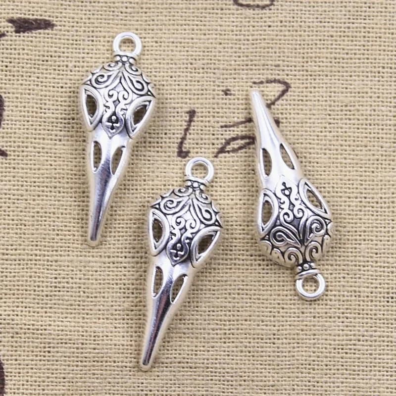 15 pièces breloques crâne bec squelette oiseau 35x13mm Antique couleur argent pendentifs bricolage artisanat faisant des résultats bijoux tibétains faits à la main