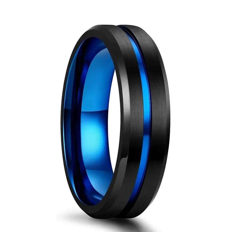 Bague en titane Tigrade 6mm 8mm 10mm noir bleu rainure centrale alliance confort ajustement mat pour hommes femmes