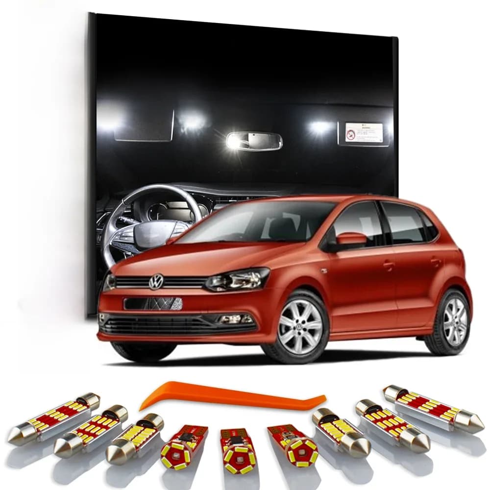 MDNG Canbus lampe de voiture LED Kit d'ampoule intérieure pour VW Volkswagen POLO 6R 6C 9N 9N3 6N 6N1 6N2 1994-2017 véhicule carte dôme coffre lumière