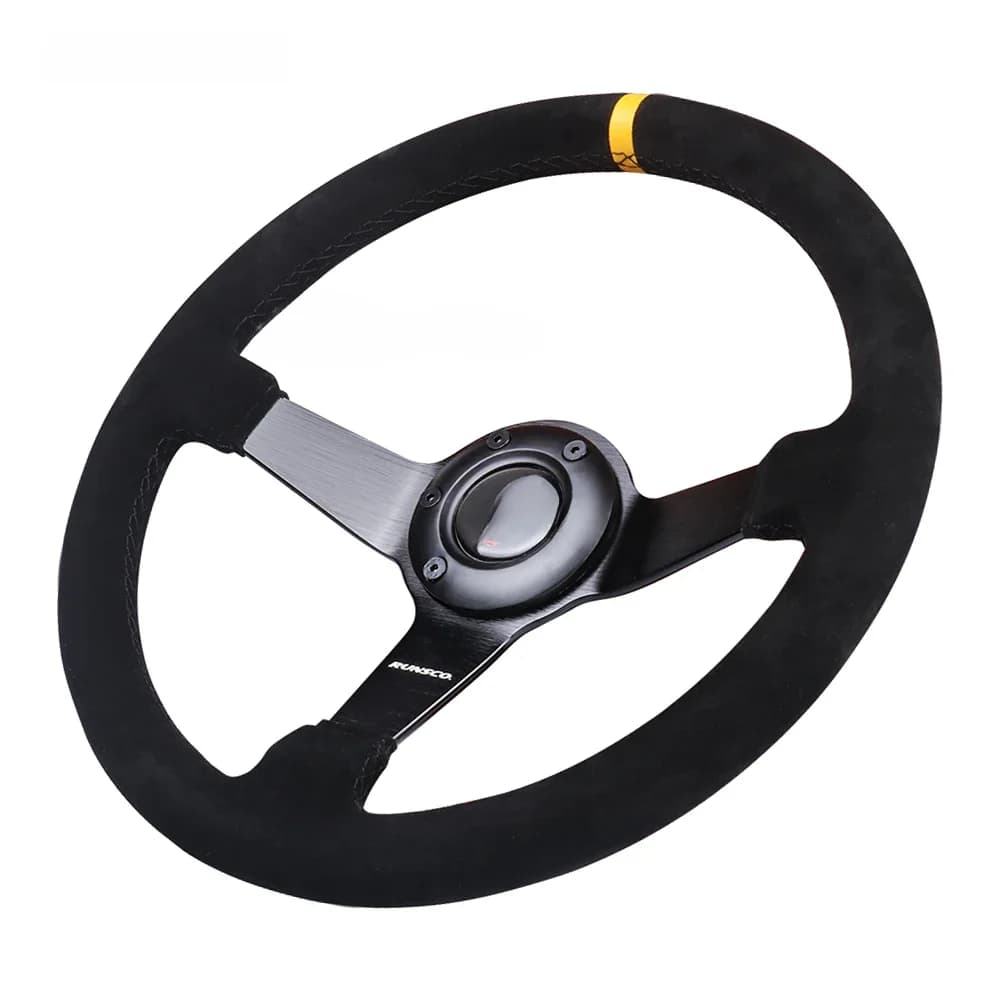 Volant de voiture universel, daim, cuir véritable, simulateur de jeu de course à la dérive, 350mm, 14 pouces