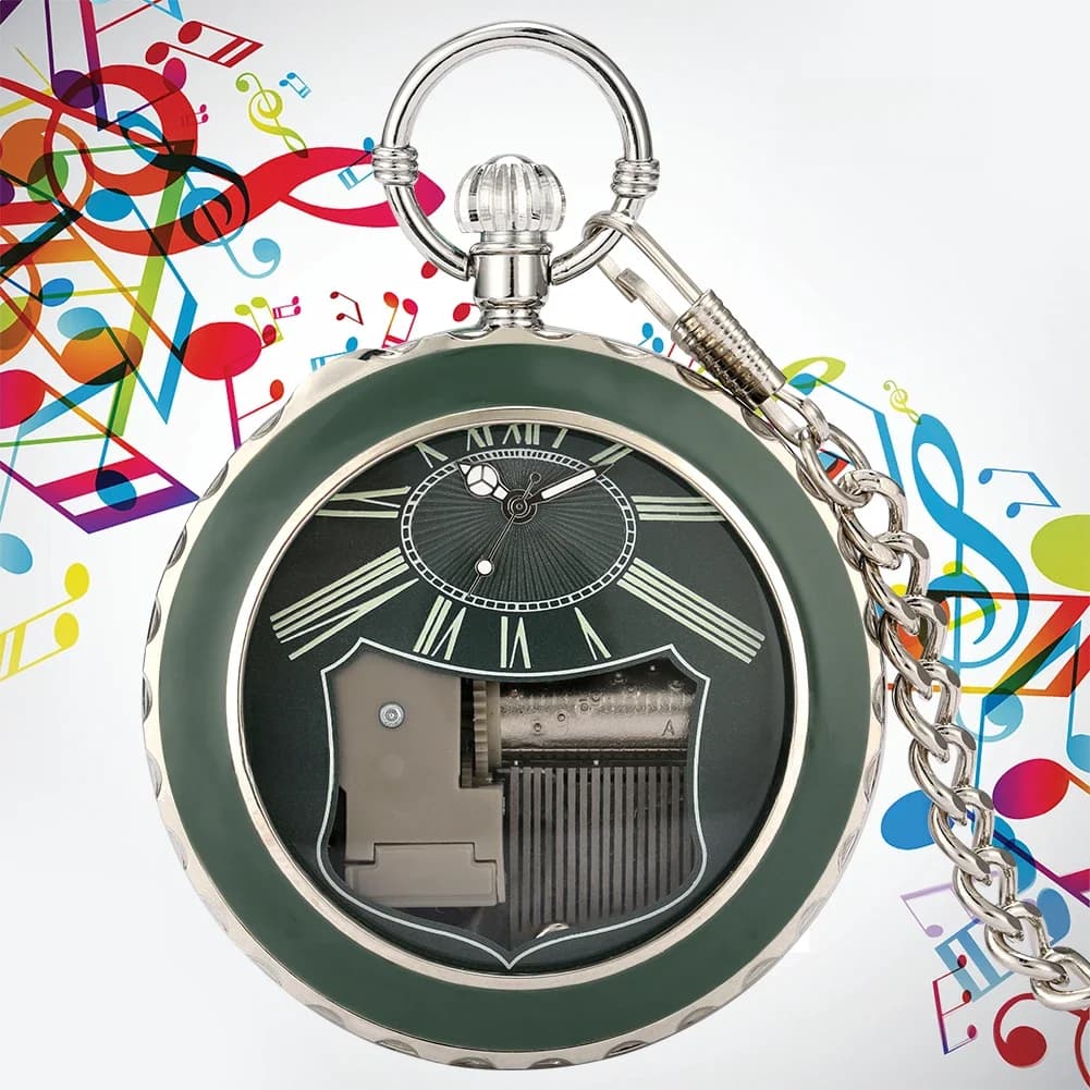 Montre de poche musicale en verre Transparent, montre musicale mélodie du lac des cygnes, pendentif Antique, montre de poche, montres à Quartz Vintage, cadeau