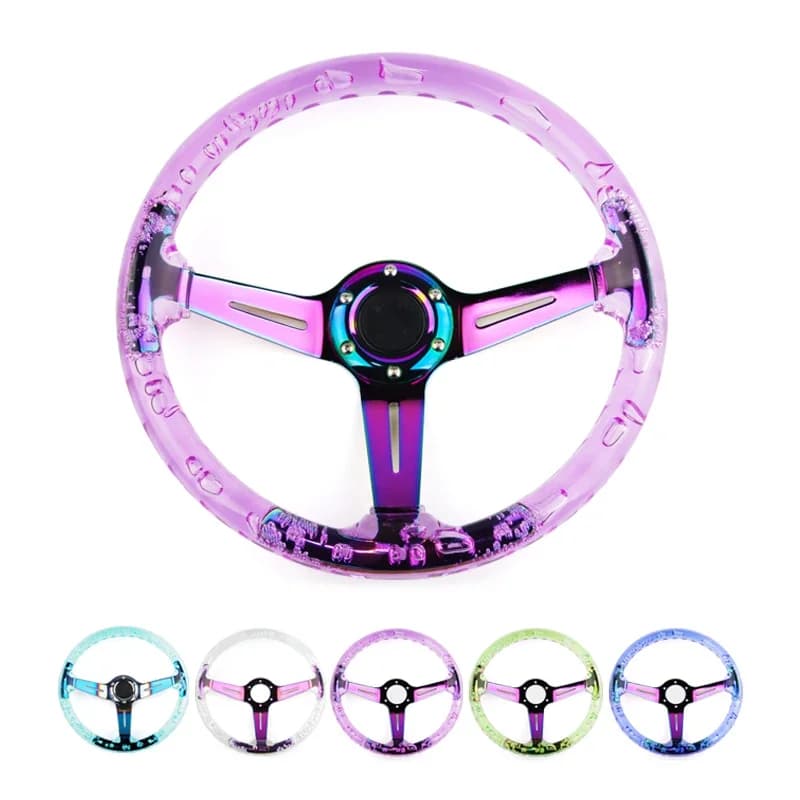 Volant de sport 14 pouces 340 mm, volant de course transparent en acrylique, volant de course ordinaire