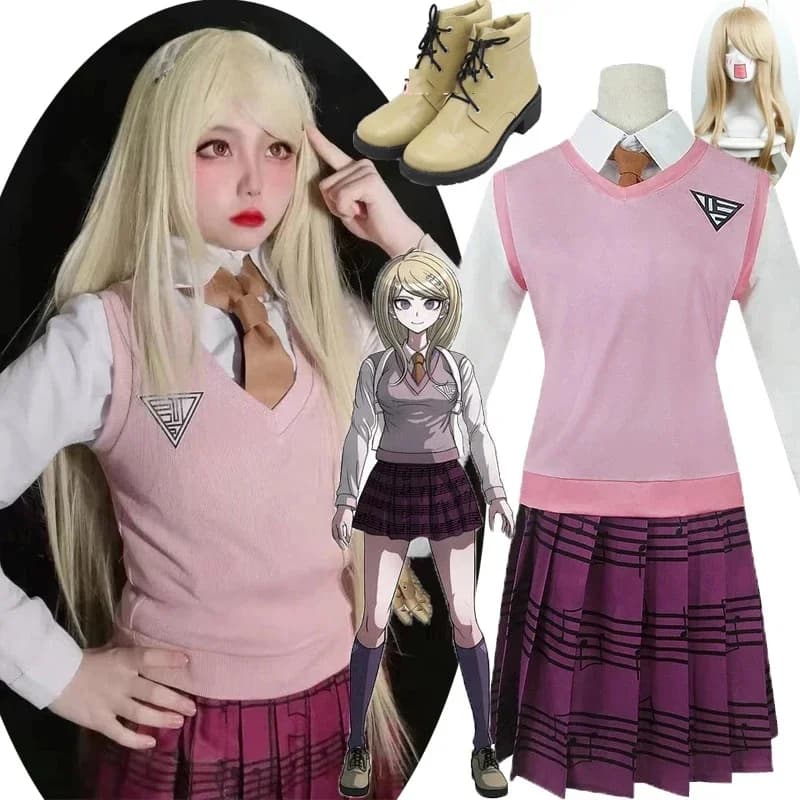 Uniforme SвJK de Cosplay d'Anronpa V3 Akameptel Kaede, Chaussures, Chemise, Glace, Jupe, Chaussettes, Perruques, Nouvelle Collection
