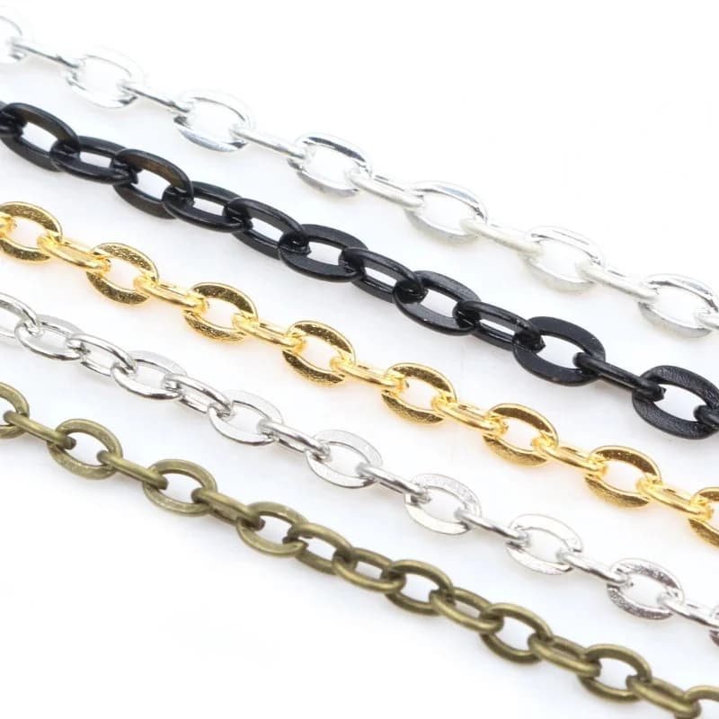 5 Mètres/lot 3x2mm 4x3mm 5 Couleurs Plaqué À La Main Sans Soudure Fer Câble Chaînes Collier DIY bijoux Faisant Des Résultats Accessoires
