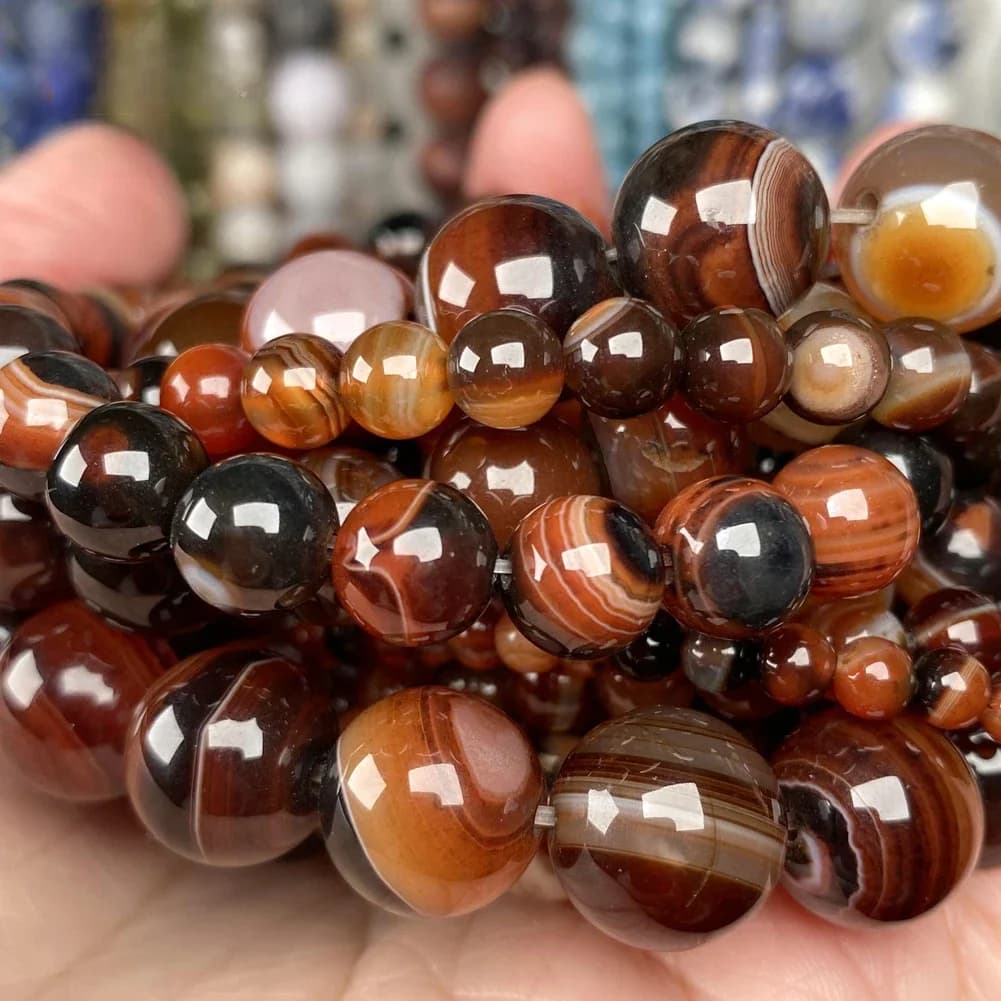 Perles rondes en vrac en pierre d'agates rouges de rêve naturel pour la fabrication de bijoux 4/6/8/10/12 MM, Bracelets et accessoires de bricolage en gros 15 pouces