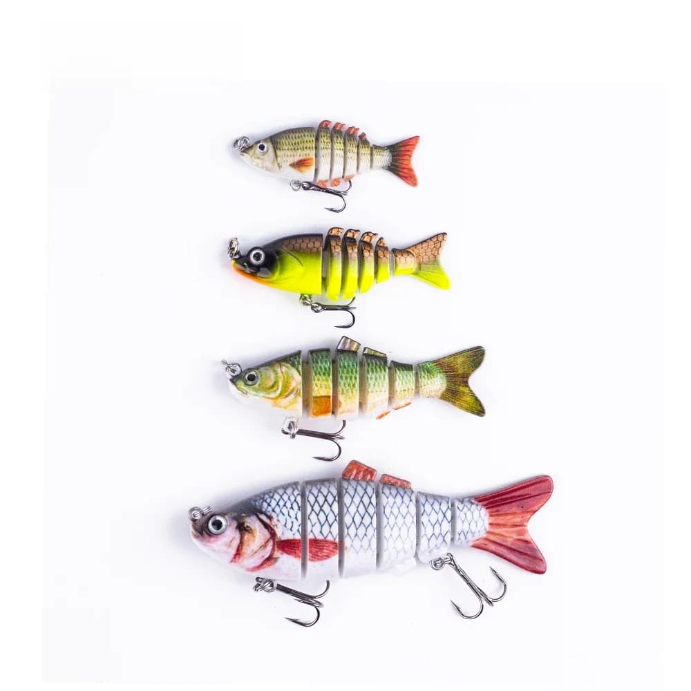 Leurre de pêche articulé Hanlin 5/6/7/8/10cm, mini-swimbait flexible, leurre bionique crankbait coulant pour la pêche au brochet et au bar