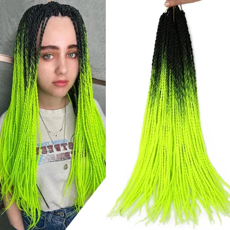 Full Star – tresses sénégalaises synthétiques de 22 pouces, cheveux torsadés, noir, ombré, vert, gris, rose, Crochet