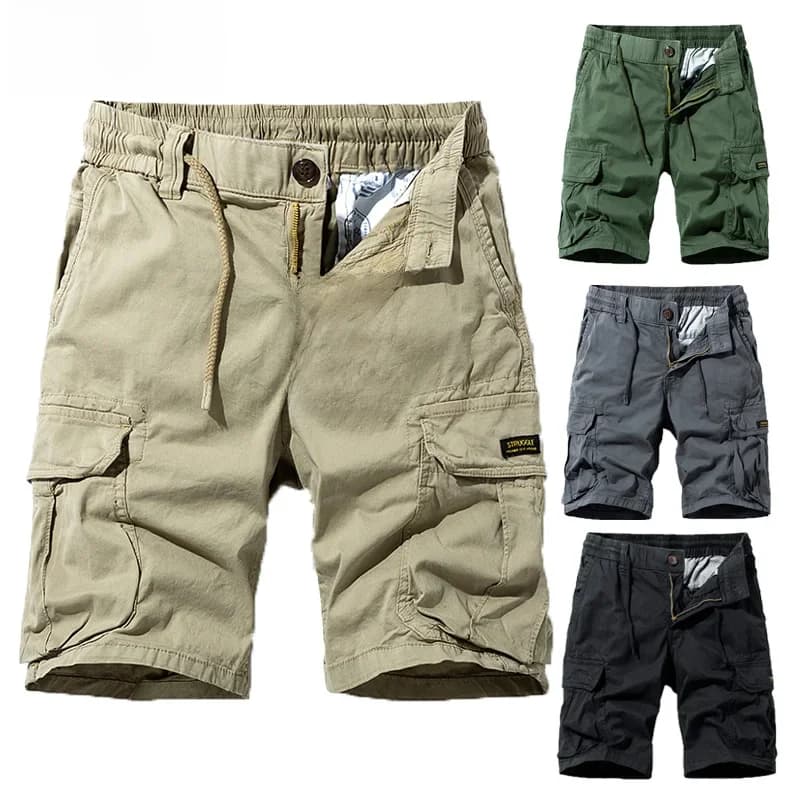 Short Cargo en coton pour hommes, couleur unie, mode décontractée, respirant, séchage rapide, multi-poches, Hip Hop, nouvelle collection été