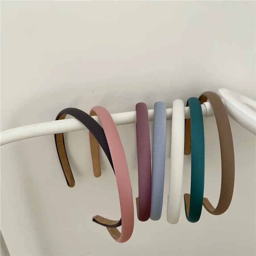 12 couleurs 1cm mince plaine solide bandeau filles Satin plastique bandeau Simple Vintage bandeau cheveux cerceau pour femmes enfants