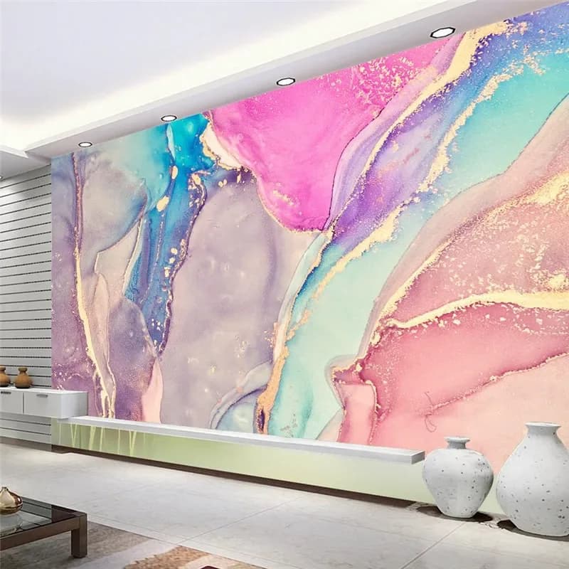 Personnalisé nordique lumière luxe couleur marbre papier peint salon mural moderne tv fond photo murale papier peint papel de pared