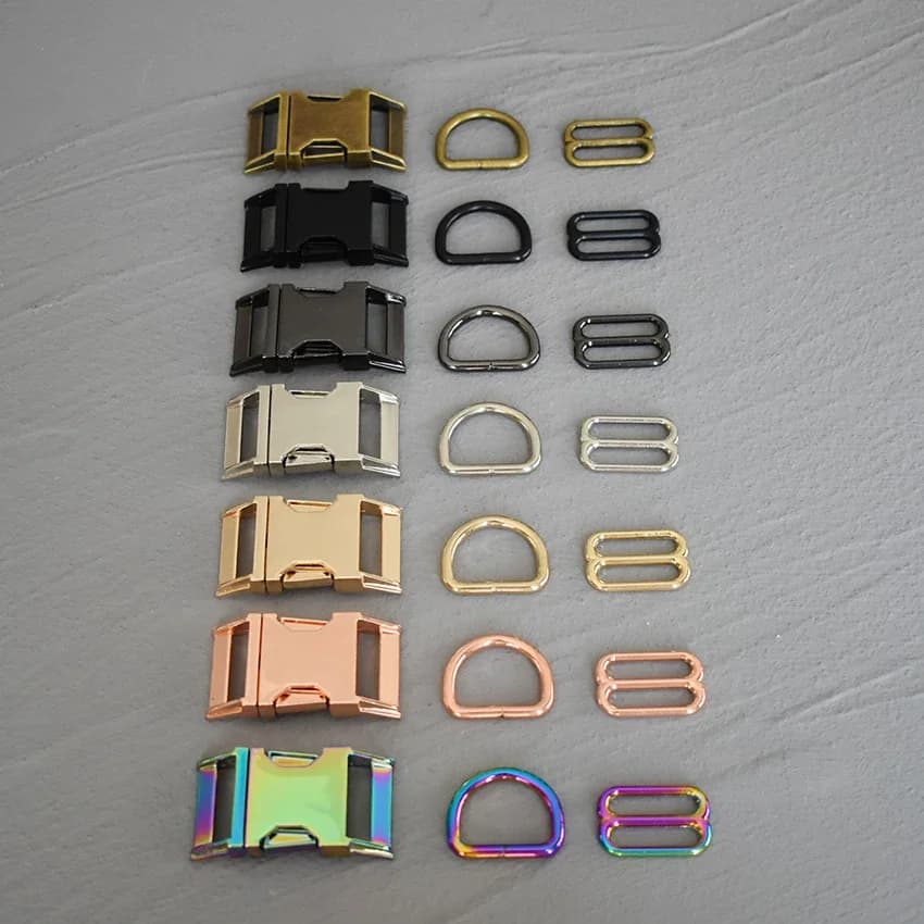 1 ensemble de boucles de réglage en métal pour sangle de 15 mm/20 mm/25 mm, boucle à trois pièces pour collier de chien DIY