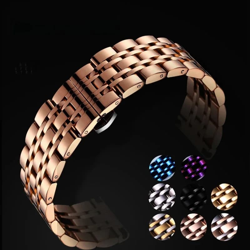 Accessoires de montre en alliage d'acier inoxydable, Bracelet solide ciel étoilé, sept perles, Bracelet en acier, ceinture de chaîne de montre