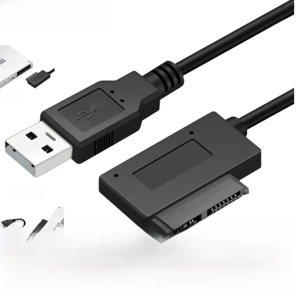 WvvMvv USB 2.0 vers Mini Sata II 7 + 6 13 broches adaptateur câble de convertisseur pour ordinateur portable CD/DVD ROM convertisseur de lecteur mince HDD Caddy
