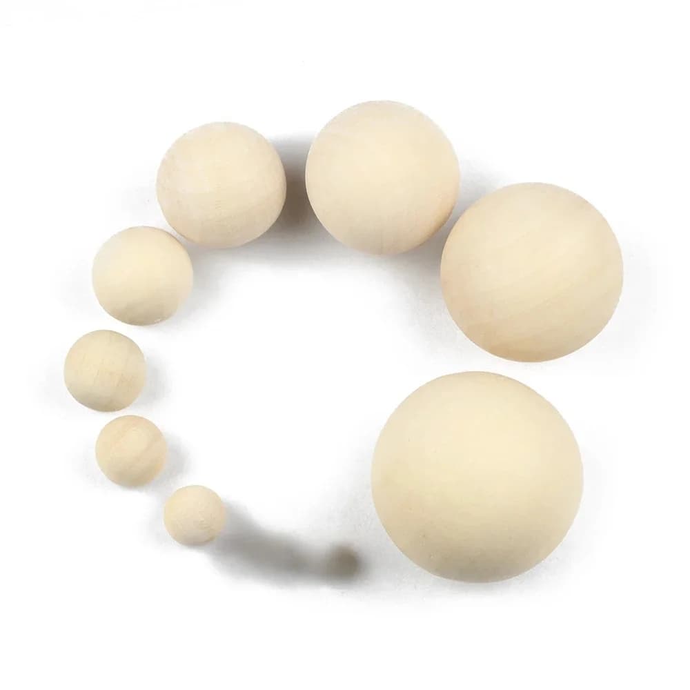 Perles Rondes en Bois Écologiques, Boule Naturelle, pour la Fabrication de Bijoux, Bracelets, Artisanat, DIY, Sans Trou, 8 ~ 40mm