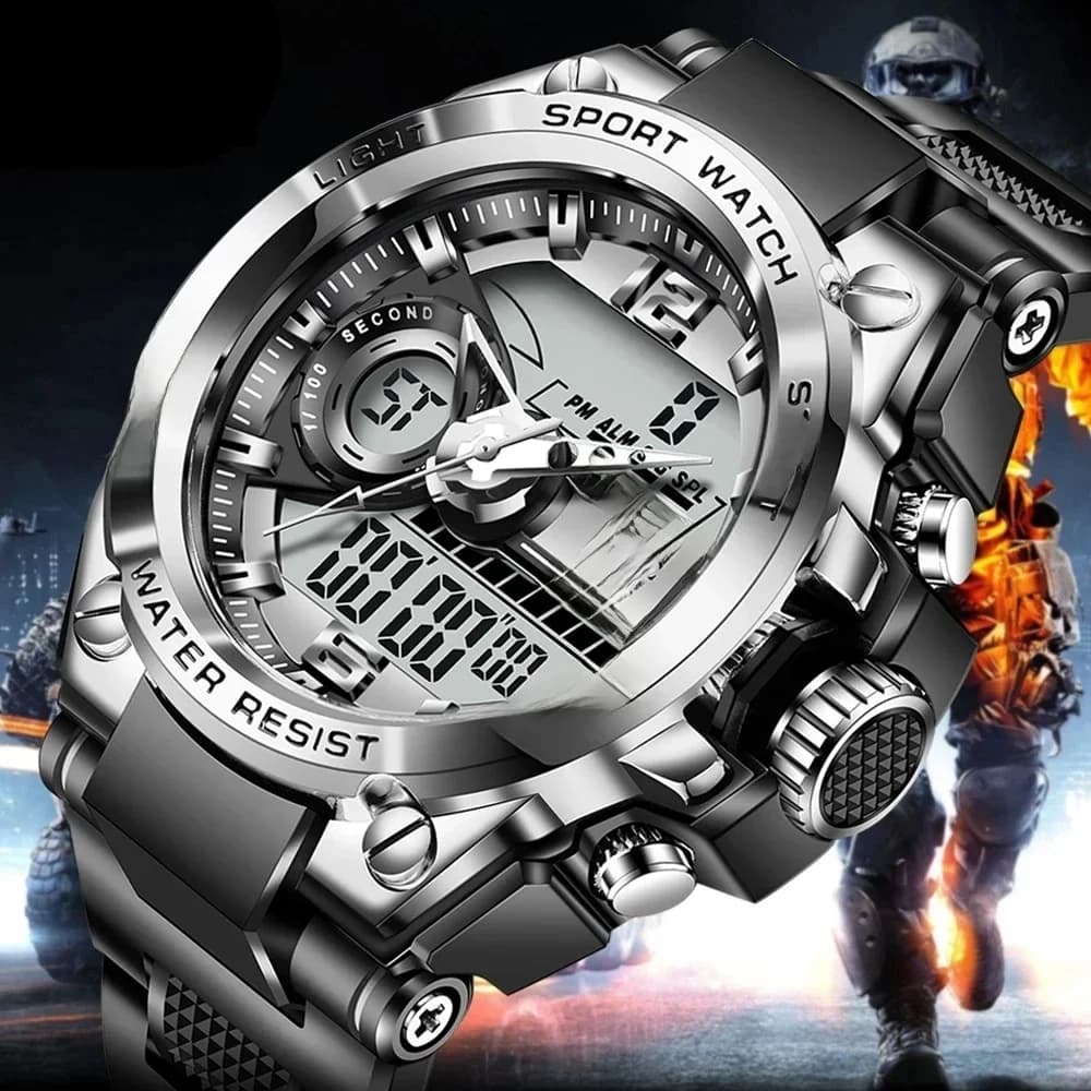 LIGE numérique hommes montre militaire 50m étanche montre-bracelet LED Quartz horloge Sport montre mâle grandes montres hommes Relogios Masculino