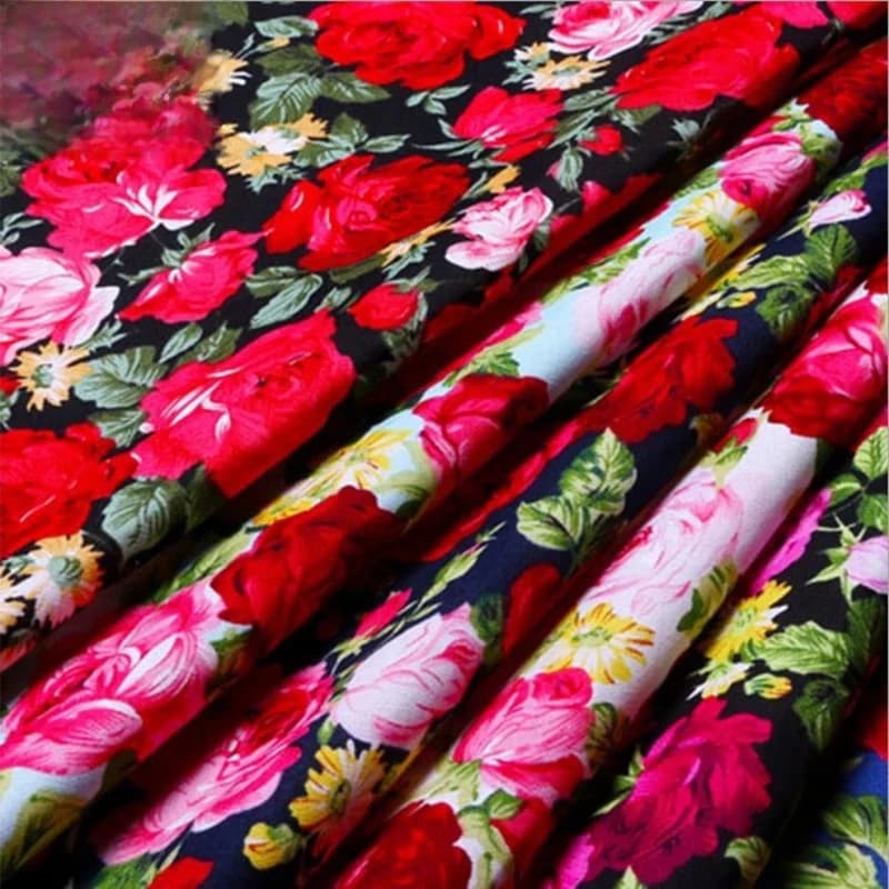 Tissu 100% coton de haute qualité 100x150cm, étoffe imprimée satin rose pivoine utilisée pour la confection de robes matelassées, vêtements pour femmes, jupe et chapeau