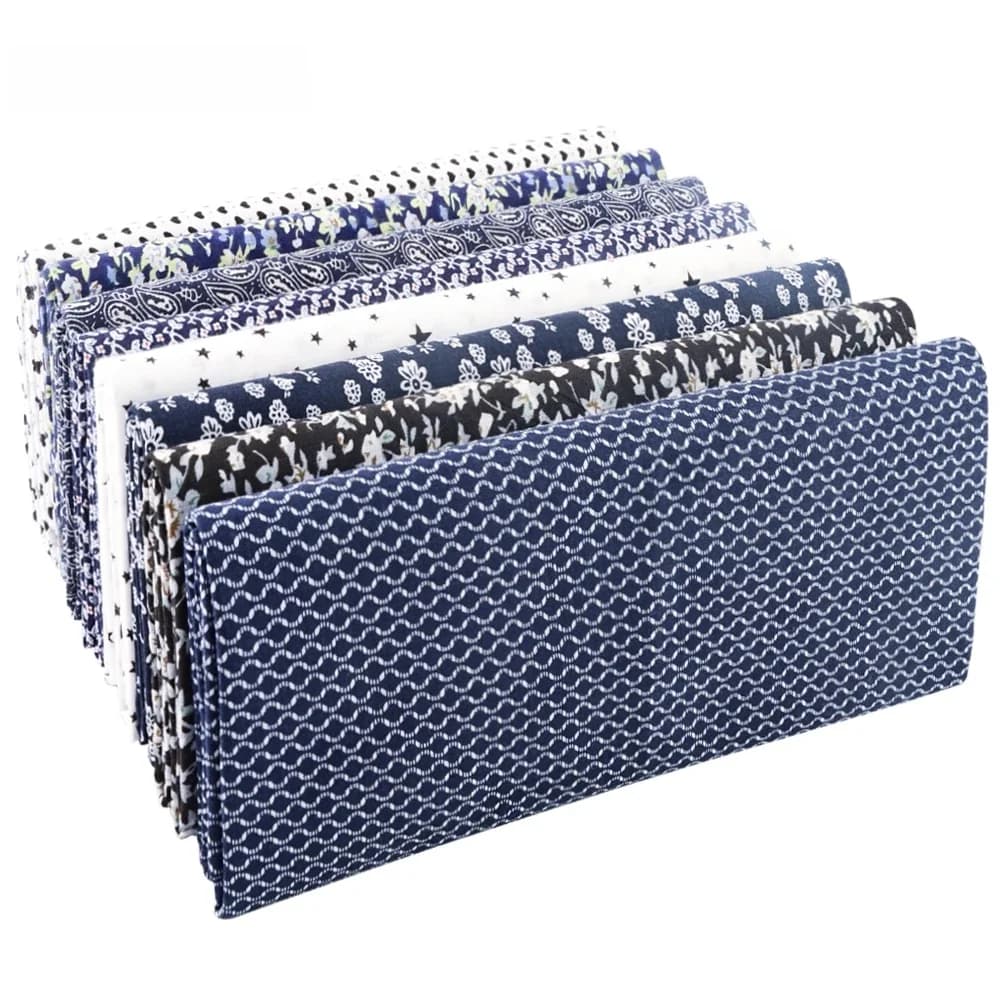 Teramila-Tissu grillagé à motifs floraux, en coton uni bleu marine, pour la couture artistique, bricolage, artisanat fait à la main, lework grossier