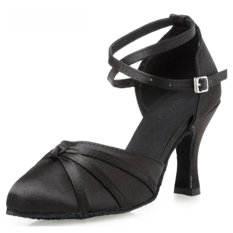 Nouvelles chaussures de danse latine Salsa Tango chaussures fête mariage talon haut femmes Satin rouge noir filles sandales d'été baskets
