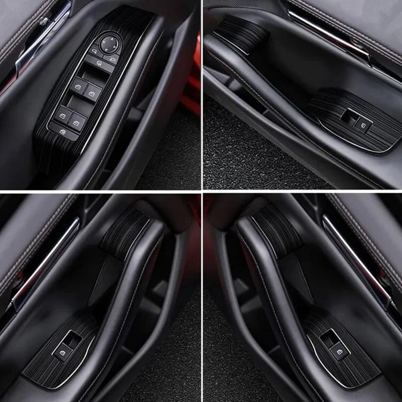 Cache de garniture pour l’accoudoir intérieur, garniture pour bouton de lève-vitre, pour Mazda CX-30 2019-2026, modèle à conduite à gauche, en acier inoxydable, accessoires automobiles.