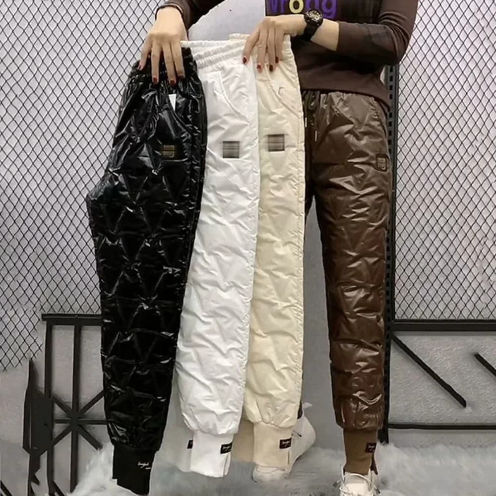 Pantalon en coton pour femmes, vêtements d'extérieur de neige, taille haute, épais, pieds décontractés, sarouel, chaud, nouvelle collection automne hiver 2022