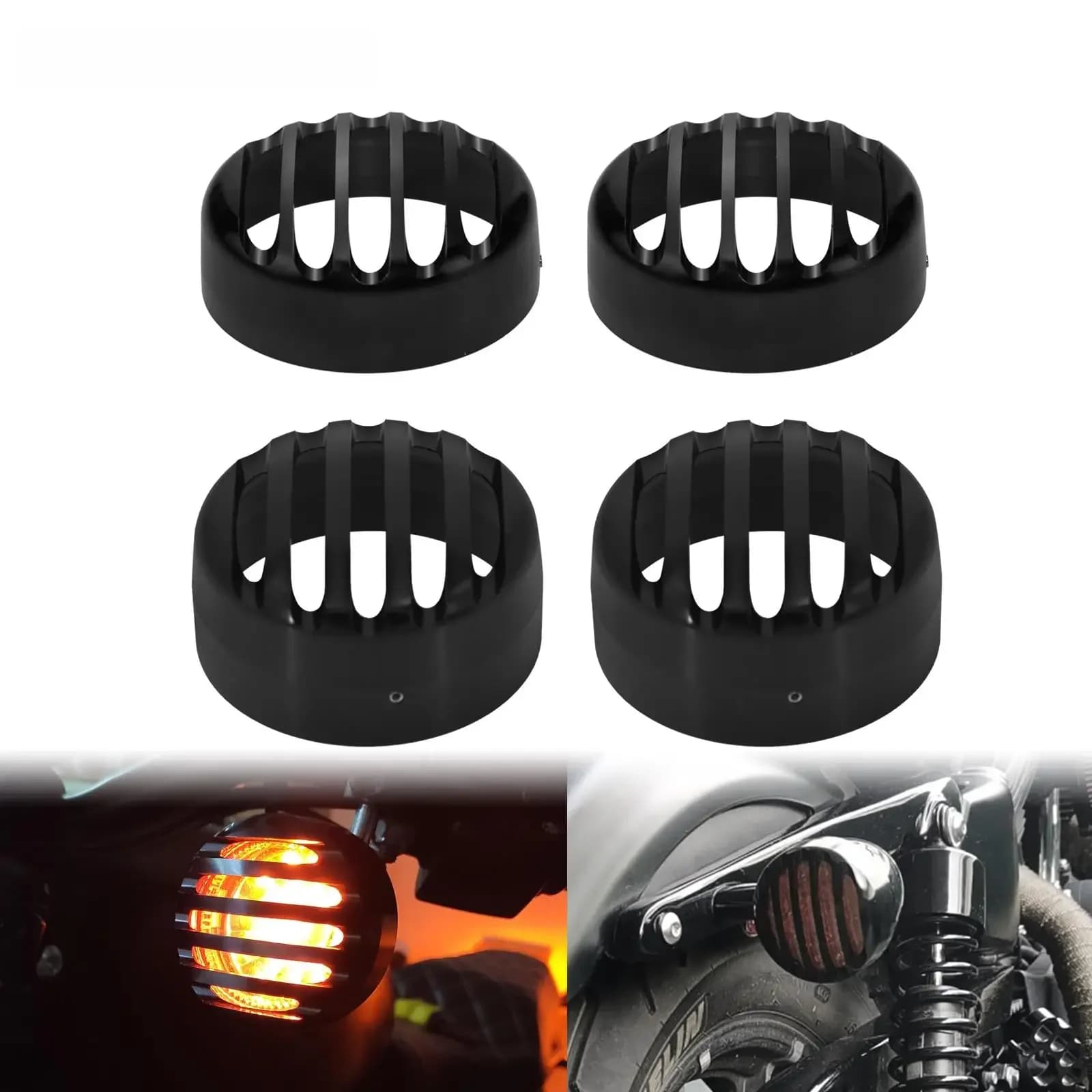 2x couvercles de grille d'indicateur de clignotant avant et arrière pour moto, noirs, pour Harley Sportster XL Iron Nightster SuperLow 1992-2020