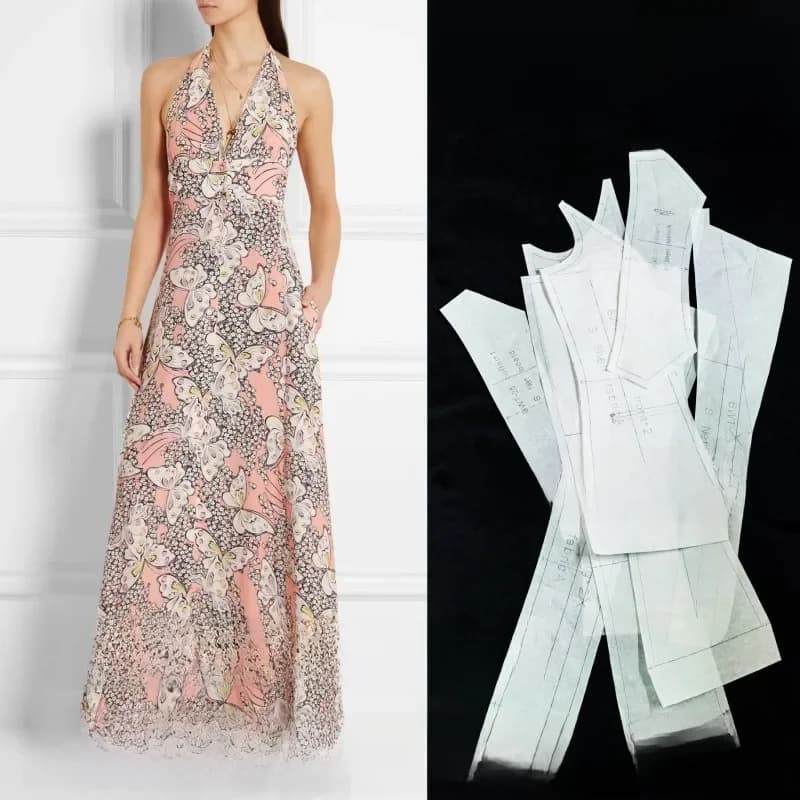 Modèle de jupe longue mode européenne et américaine robe dos nu conception de vêtements dessin couture dessin BLQ-325