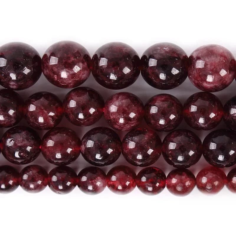 Perles rondes en Quartz grenat rouge foncé naturel, amples, pour la fabrication de bijoux, Bracelets et colliers, 15 pouces, 4/6/8/10mm