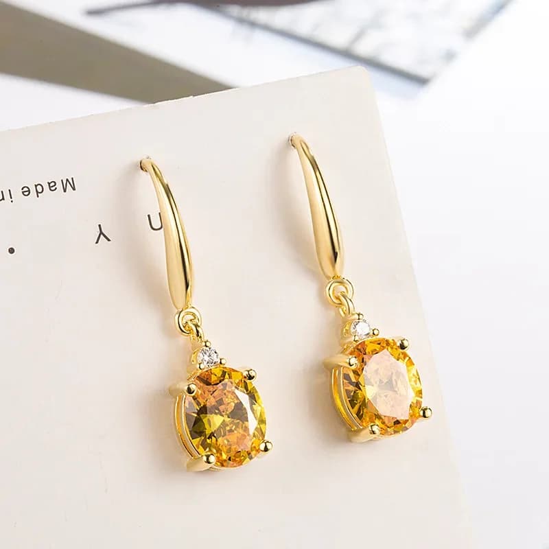 DIWENFU 14K or jaune bijoux boucle d'oreille pour les femmes Orecchini Aretes De Mujer bijoux en or véritable topaze pierres précieuses boucles d'oreilles