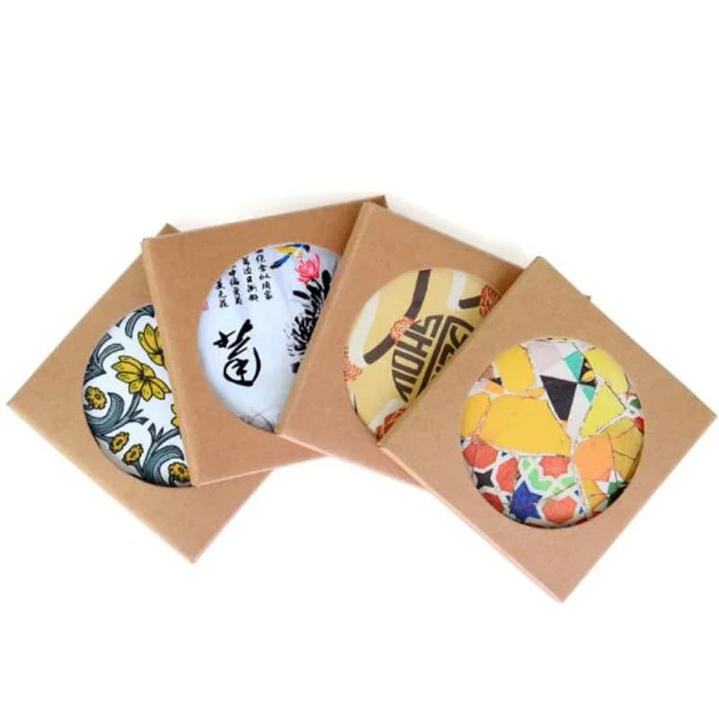 Boîte d'emballage en papier Kraft avec fenêtre, 100 pièces, coffrets cadeaux à faire soi-même pour tapis de tasse en céramique