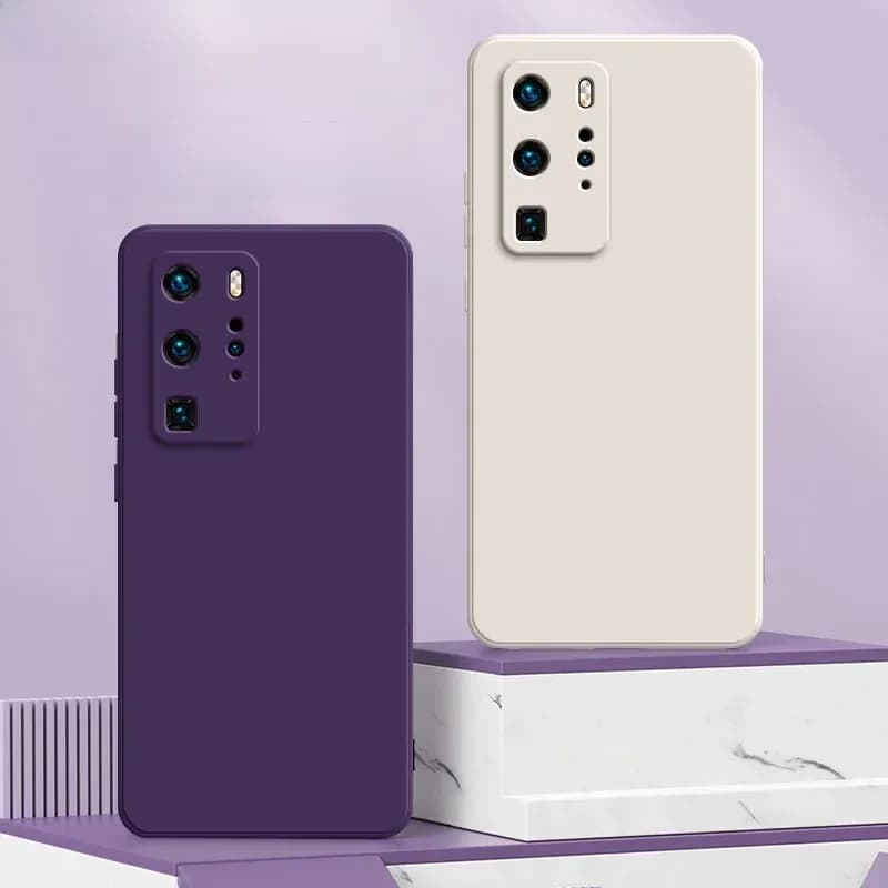 Étuis carrés d'origine en Silicone liquide pour Huawei P10 P20 P30 P40 Pro Plus Lite 4G 5G Protection d'appareil photo housses de téléphone mignonnes P40Pro