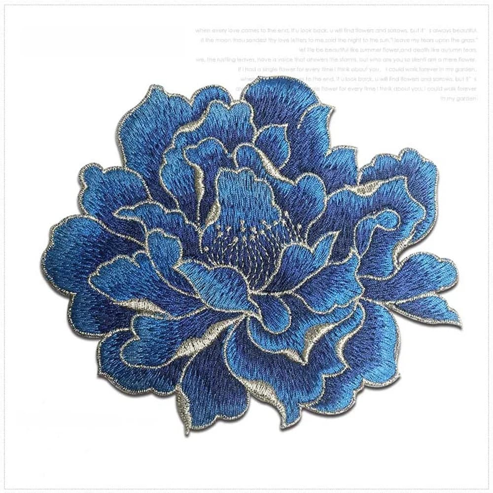 AHYONNIEX-Patchs de fleurs brodées pour vêtements, applique de vêtement, patch de pivoine cousu sans colle, 9 couleurs, haute qualité