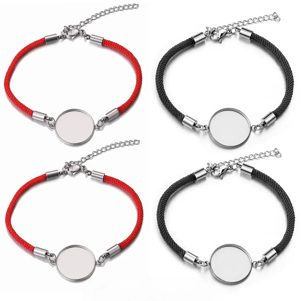 Lot de 5 bracelets ronds en corde d'acier inoxydable, Base de Cabochon de 20mm pour Bracelets, fournitures de fabrication de bijoux, articles en vrac, vente en gros