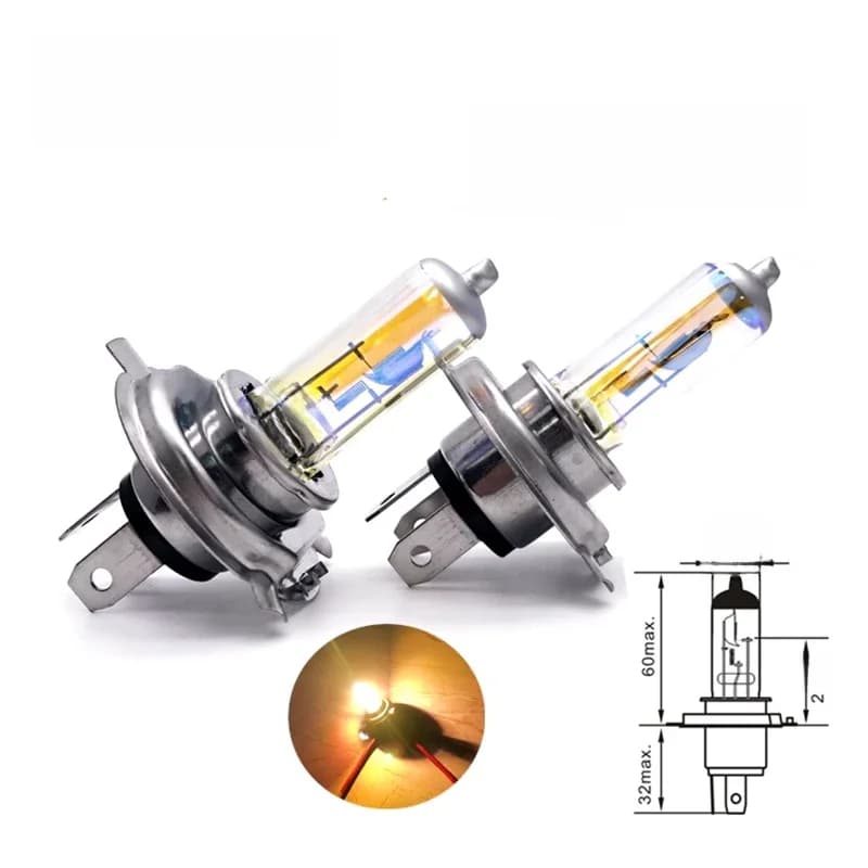 KULUZE Lot de 2 ampoules de phare H1 H3 H4 H7 H8 H11 Super Yellow 2300K HB3 HB4 9012, ampoule halogène de remplacement, résistante à la pluie et au brouillard, pour voiture