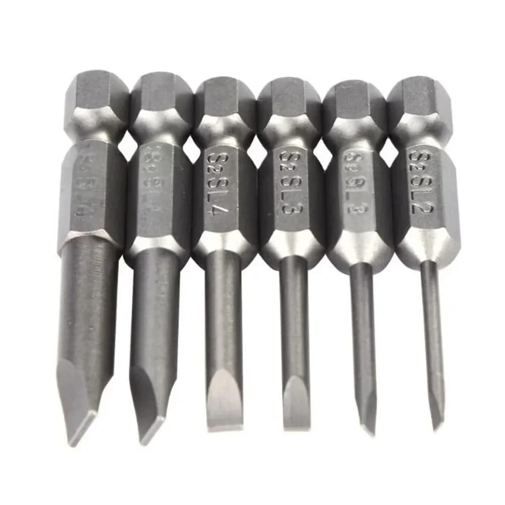 Tournevis à pointe fendue de 50mm, embout en acier allié S2, tête plate, tournevis magnétique à fente, Kits de réparation manuels, outils 6 pièces