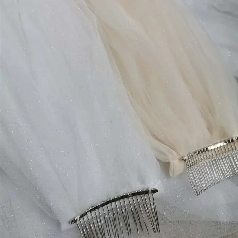 Voile de mariage en tulle à deux couches Bling Bling, voile de mariée en maille avec peigne, long, paillettes brillantes, accessoires de mariage, luxe, 3.5m
