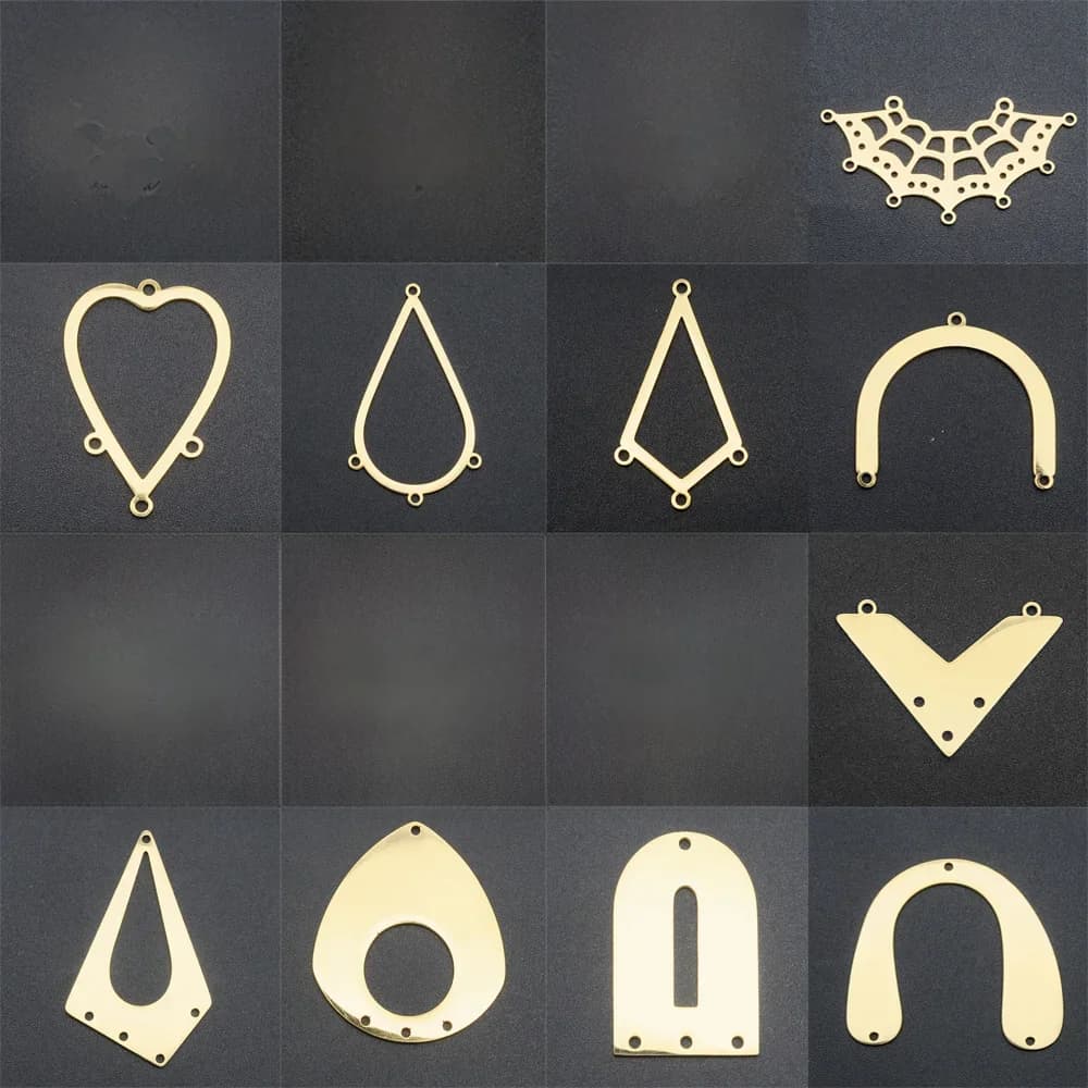 Lot de 10 connecteurs de pendentifs géométriques en acier inoxydable 316 couleur or pour la fabrication de boucles d'oreilles DIY, vente en gros de bijoux
