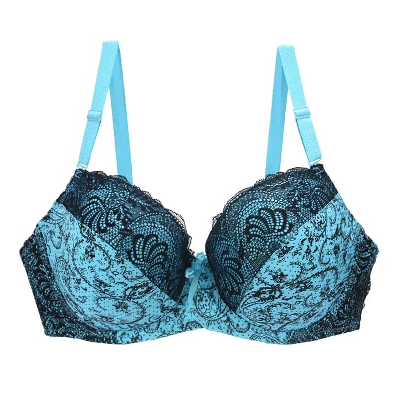 Nouveau Sexy dentelle Push Up soutiens-gorge pour femmes grande taille femme plongeant nœud Floral Lingerie D DD EF pleine tasse brassière