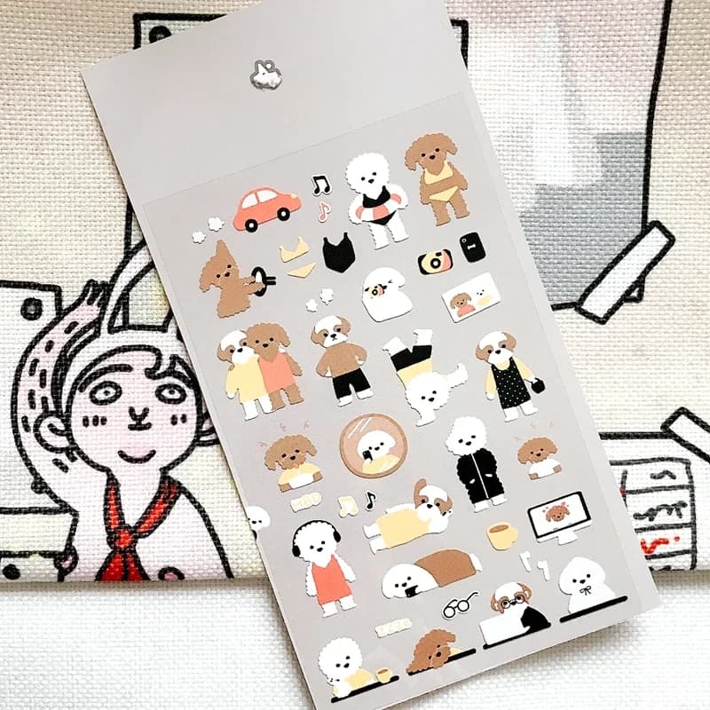 Suatelier Hodoo caniche Teddy chien autocollants mignon dessin animé Animal découpé matrices coréen Suatelier bricolage passe-temps matériel artisanat fournisseur vendeur