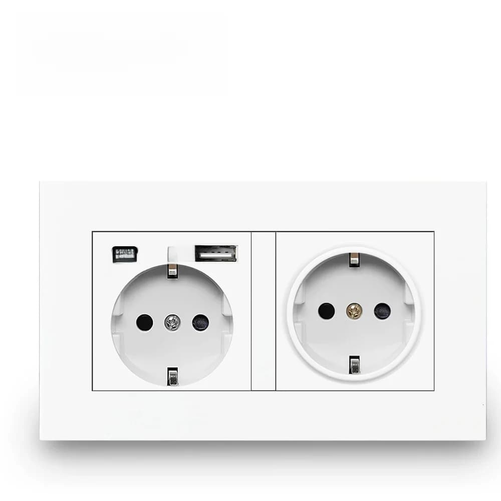 Delviz – Double prise USB murale, panneau en plastique blanc de qualité, 5V 2100mA avec Ports USB, 146MM x 86MM, prise de courant de type C Standard ue