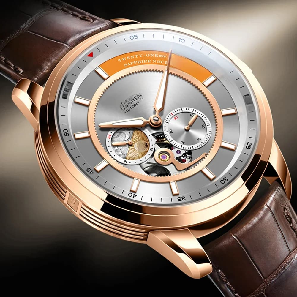 Montre automatique LOBINNI pour homme, mécanique, pour homme, montre de poignet, business, étanche 50m, mouvement MIYOTA 82S7