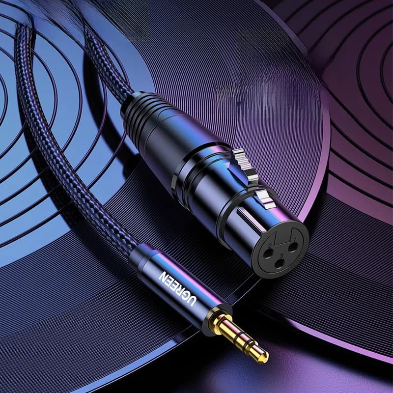 UGREEN – câble XLR vers Microphone Audio HiFi 3.5mm, XLR femelle vers Mini Jack, cordon Aux pour caméscopes, appareils photo, ordinateur