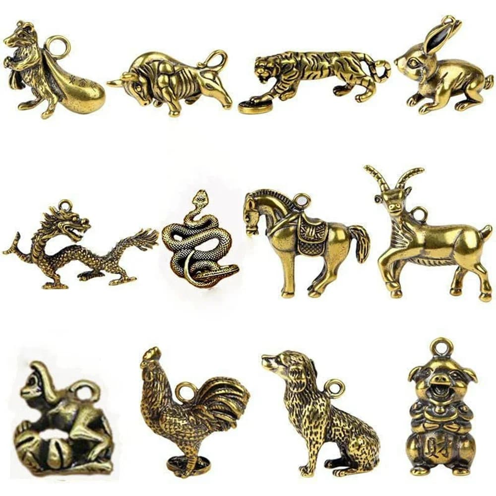 Statue d'animal en laiton jetable, ornement du zodiaque chinois, rat, bœuf, tigre, lapin, dragon, salle, cheval, mouton, singe, chien, over, décor de bureau