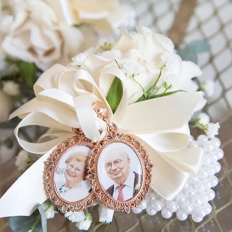 Pendentif photo personnalisé, charme de bouquet de mariage, style victorien, charme de patients nar, charme de photo commémorative, cadeau de faveurs de mariage