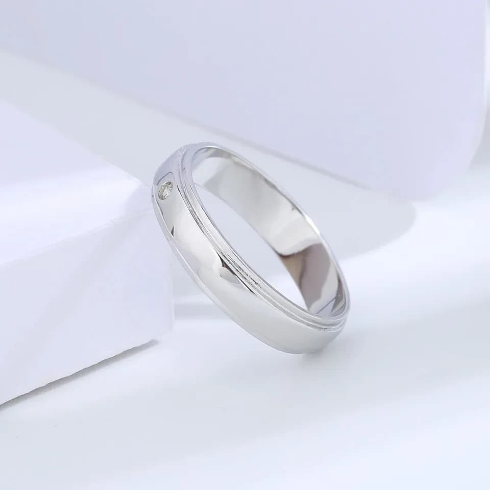 Buyee 925 bague de couple en argent Sterling blanc Zircon bague de mariage doigt pour femmes hommes classique fiançailles bijoux fins cercle