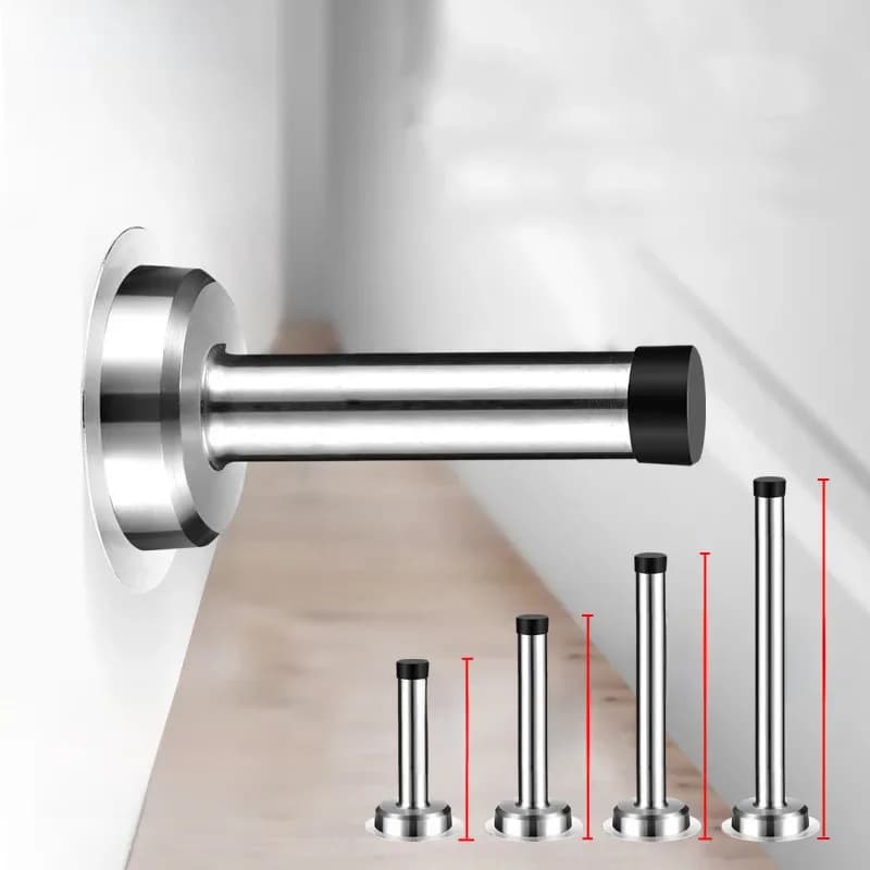 NAIERDI-Butée de porte en caoutchouc et acier inoxydable, butée de porte rapide, pare-chocs mural, loquet de porte non magnétique, support de porte