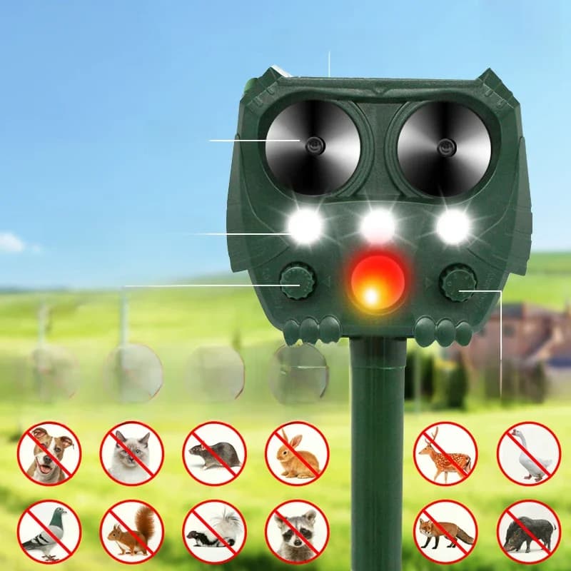 2/1 Pièces Solaire Répulsif Ultrasonique PIR Mouvement Capteur Oiseau Chat Chien Répulsif Effrayer Répulsif Pour Animaux Pour Le Jardin Extérieur